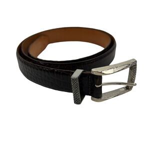 Martin Dingman Belt Mens 42 Dark Brown Textured Alligator Grain Italian Calfskin